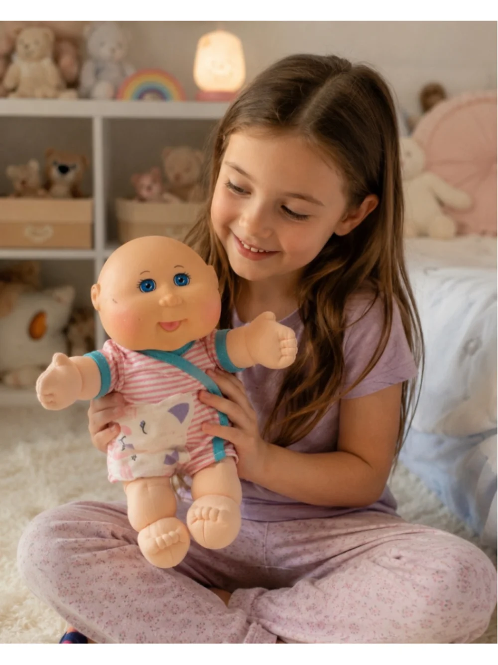 Cabbage Patch Kids 2018 Baby Doll Blue Eyes Bald Soft Body Outfit CPK